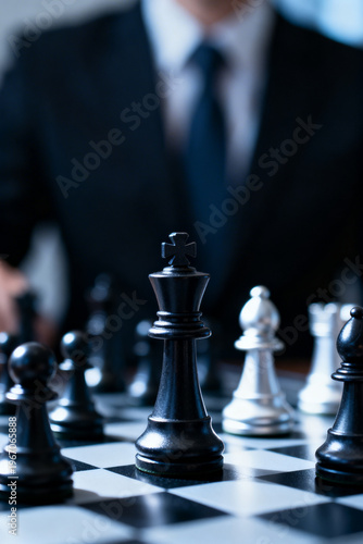 Business Investment Strategy with Chess Pieces on Board