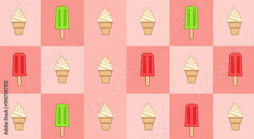 Colorful Ice Cream Popsicle Pattern Background