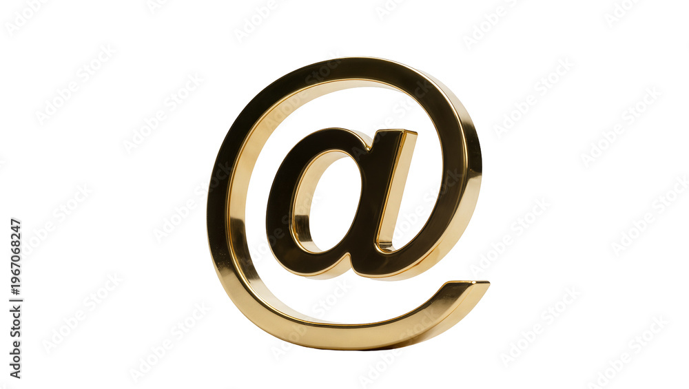Obraz premium Shiny golden at symbol, isolated on transparent background