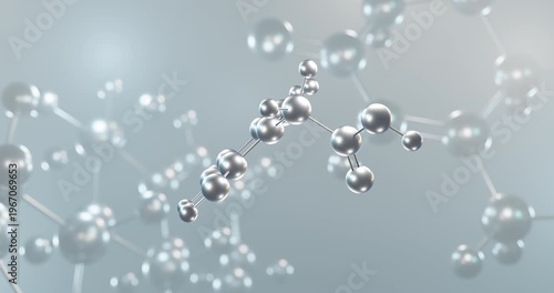 Homogentisic acid rotating 3d molecule, molecular structure of tyrosine metabolite seamless video
