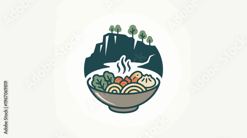 Scenic Bowl of Asian Cuisine Logo Design