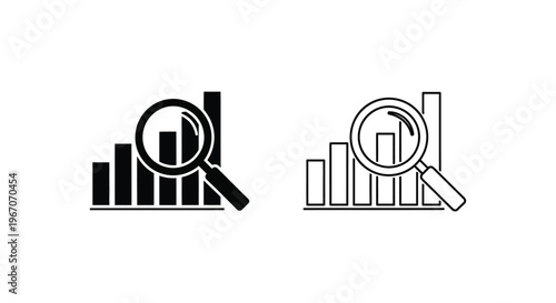 a magnifying glass over a bar chart Vector