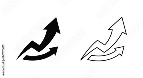 a pair of arrows pointing upwards with a curved line Vector