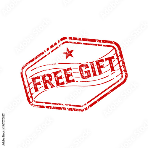 Free gift - red rubber stamp with grunge effect- vector illustration