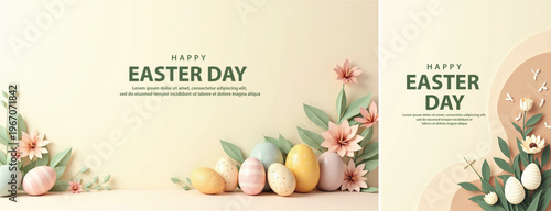 Elegant easter day background, Decorative happy easter day background for website, social media template
