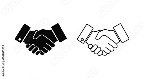 a black and white icon of two hands shaking Vector