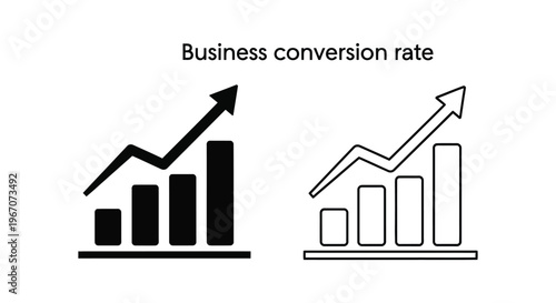 business conversion rate graphs with increasing trends Vector