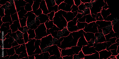 Abstract black and red texture of a grunge concrete dust wall with Heat red cracked ground texture.  Grunge rusty metal texture background. black Background Wall Dark. Crack texture of a surface. 