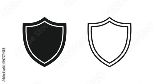 black and white shield icons for protection and security Vector