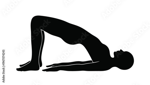 Yoga Bridge Pose Silhouette: Setu Bandha Sarvangasana Illustration