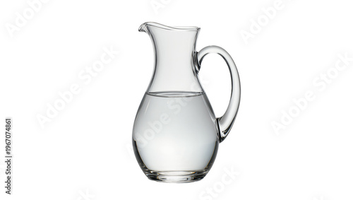 Foto Clear glass pitcher filled with clear liquid, isolated on transparent background