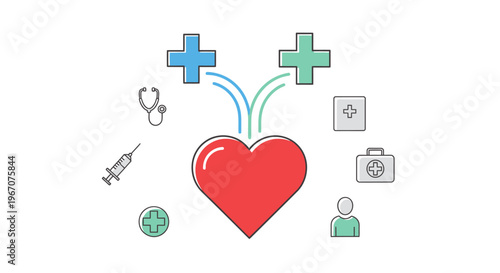 Heart Health Iconography: Medical Symbols for Healthcare and Wellness