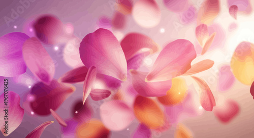 Pink orchid flowers, floral elements, petals, purple, abstract background