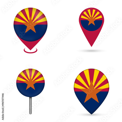 Arizona State Flag Map Pin Icons Set Collection Free Download Arizona State Flag Map Pin Icons Set Collection - GFXLoad