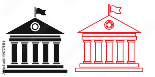 Government buildings with flags and columns 
 