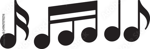 Simple grouping of classic black musical notes depicting a basic melody or rhythmic pattern