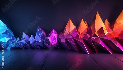 A mesmerizing digital landscape of glowing mountain ranges under a cosmic sky