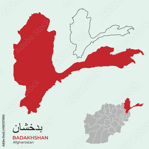 2d Falt Badakhshan Provinces of Afghanistan map vector with highlighted region and outline map