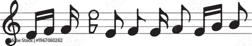 Classical musical notes arranged on a staff depicting melody and harmony in an orchestral composition