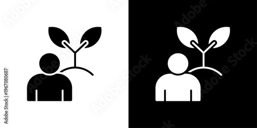 Personal Growth Icon Sheet Black And White