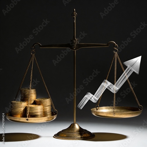 Risk and Reward Investment Balance Scale Concept