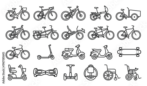 Collection of Diverse Personal Transportation Vehicles and Cycles