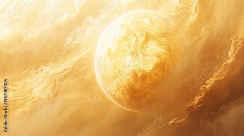 Golden cloudy depiction of Sun Created With Generative AI Technology