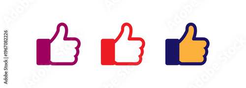set of colorful thumbs up icons