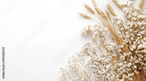 Assortment of dried flowers in white background Created With Generative AI Technology
