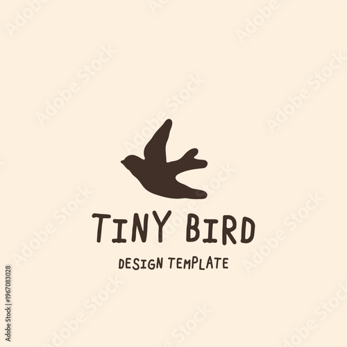 Design template with hand-drawn minimalist bird icon for organic branding and logo design