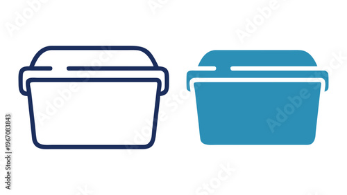 Storage Container Icon: An illustrative depiction of a storage container, showcasing a versatile outline icon and a filled-in representation, perfect for digital design and informative visuals.