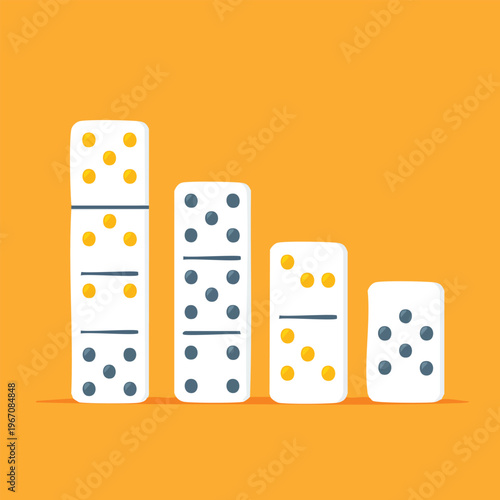 Domino effect illustration falling dominoes representing concept of impact