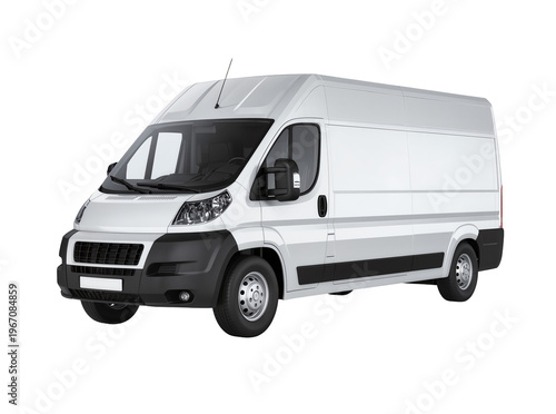 Fotografie Modern white commercial delivery van, a versatile cargo transport vehicle isolat