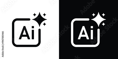 Artificial Intelligence Logo Vector Icon Design in Light and Dark