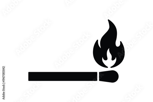 Lit Matchstick Flame Vector Icon Design for Fire and Ignition Concept