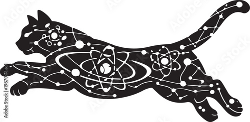  Quantum Cat Silhouette – Atomic Orbital Design