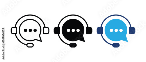Headset Chat Vector Icons Customer Service Support Graphic Design