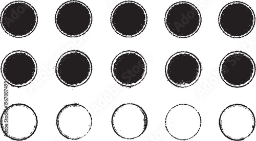 Red Circle Rubber Stamp Set Isolated on White Background