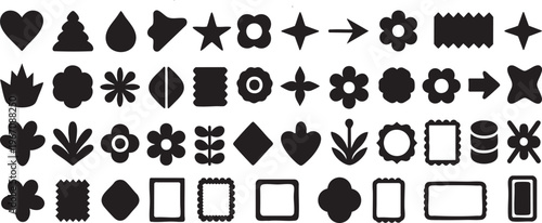 Retro Organic Shapes and Abstract Floral Icons Collection