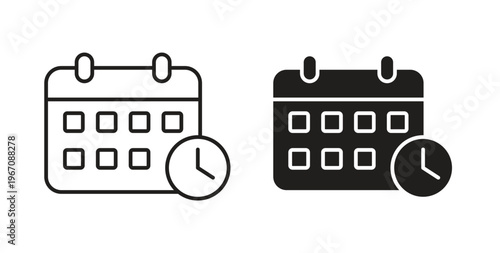 Calendar clock icon vector pictogram pack. icon vector template