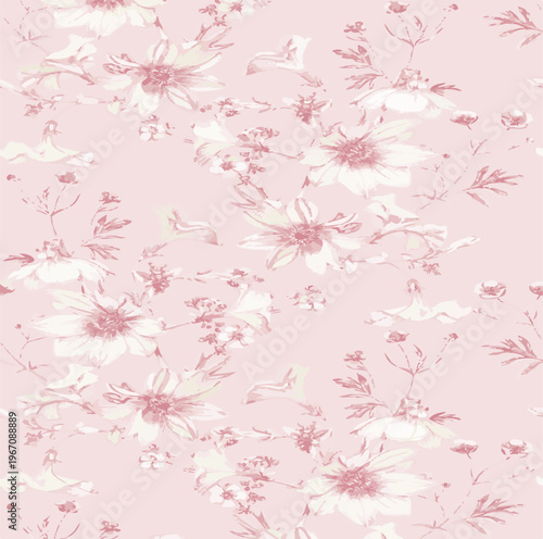Big flowers pattern, upscale floral pattern. graphical textures floral, trendy colors pattern , flowers background with leaves. vector illustration.