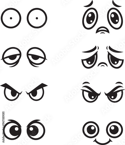 Cartoon Eye Expressions Set - Vector Emotions for Character Design