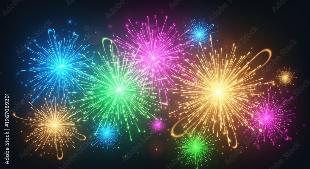 Fototapeta premium Festive neon lights with vibrant glowing celebration mood 