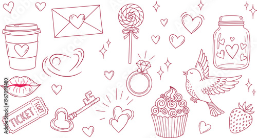 valentine hand drawn vector.
