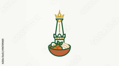 Iconic Surabaya Landmark with Food in a Bowl