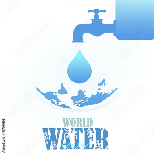 World Water Day Concept and logo unit for banner. The importance of water and conservation.
