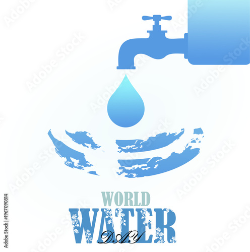 World Water Day Concept and logo unit for banner. The importance of water and conservation.