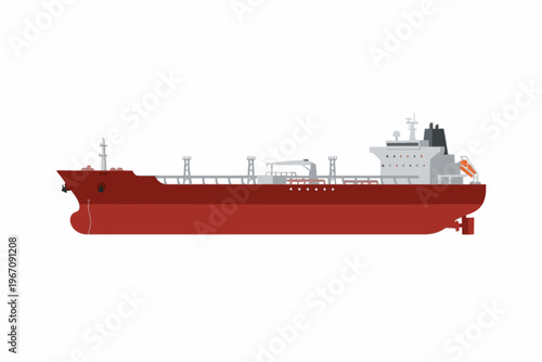Oil Tanker Ship Vector Illustration Side View