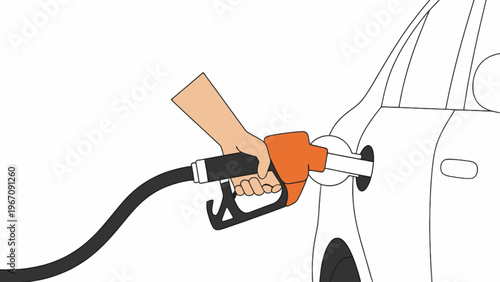 Fuel pump nozzle refueling car tank illustration