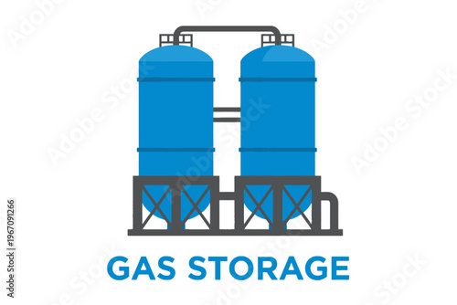 Industrial gas storage tanks and piping system vector icon
